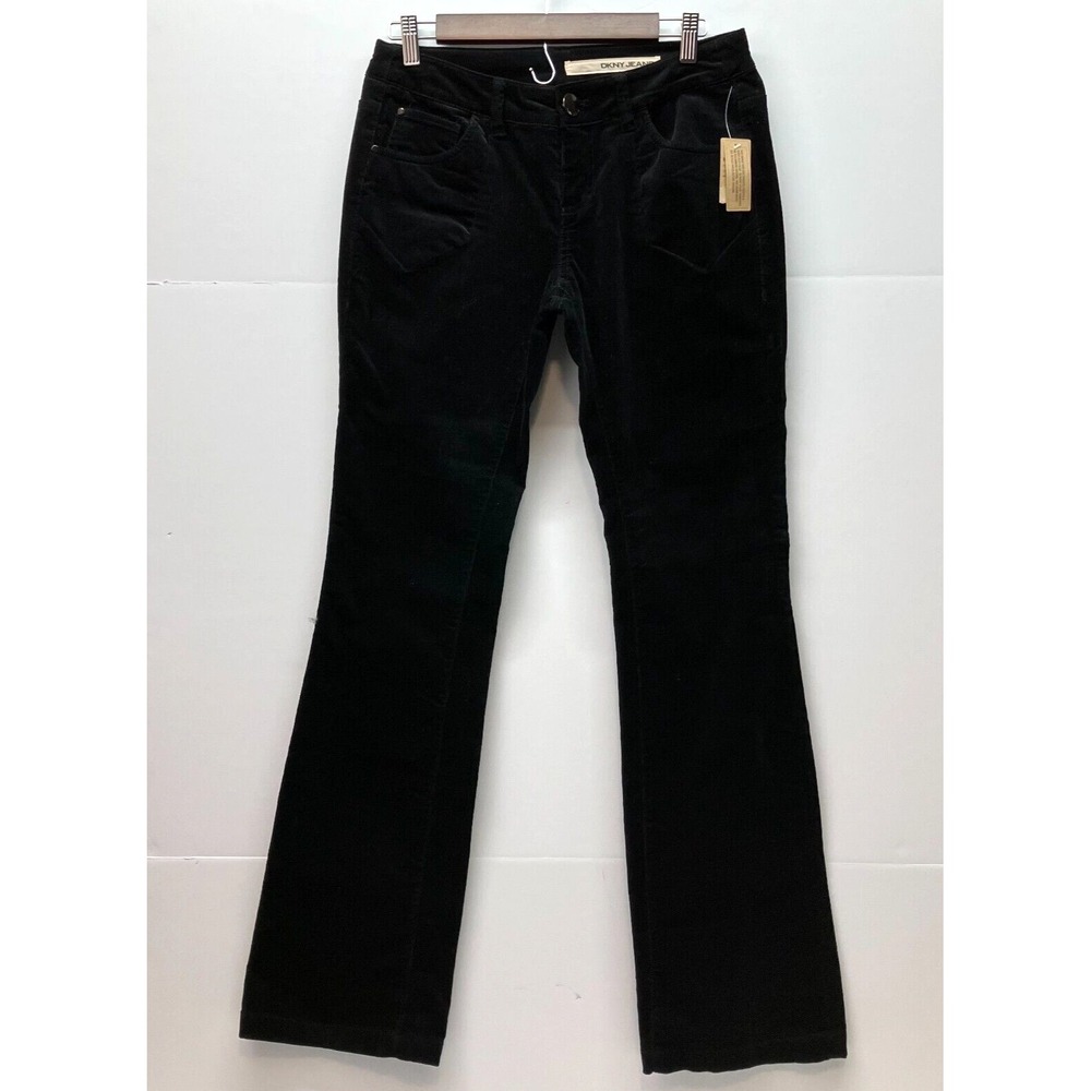 NEW DKNY Jeans Womens‎ Black Ribbed Corduroy Bootcut Pants 31x31 Size 4